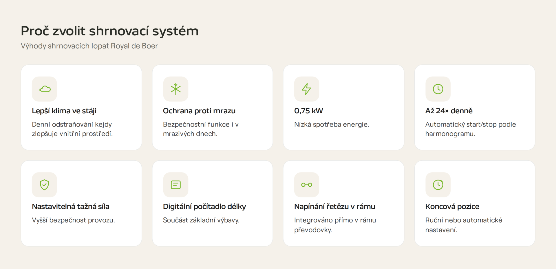 Infografika: výhody shrnovacích lopat