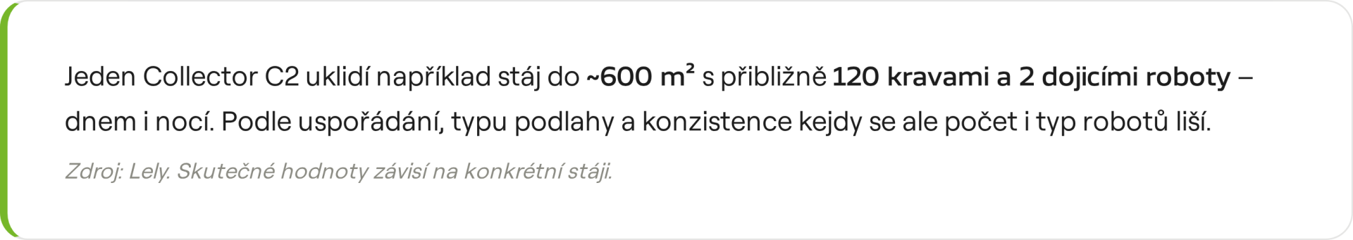 Infografika: orientační kapacita Lely Discovery Collector