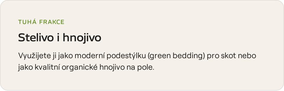 Tuhá frakce po separaci kejdy